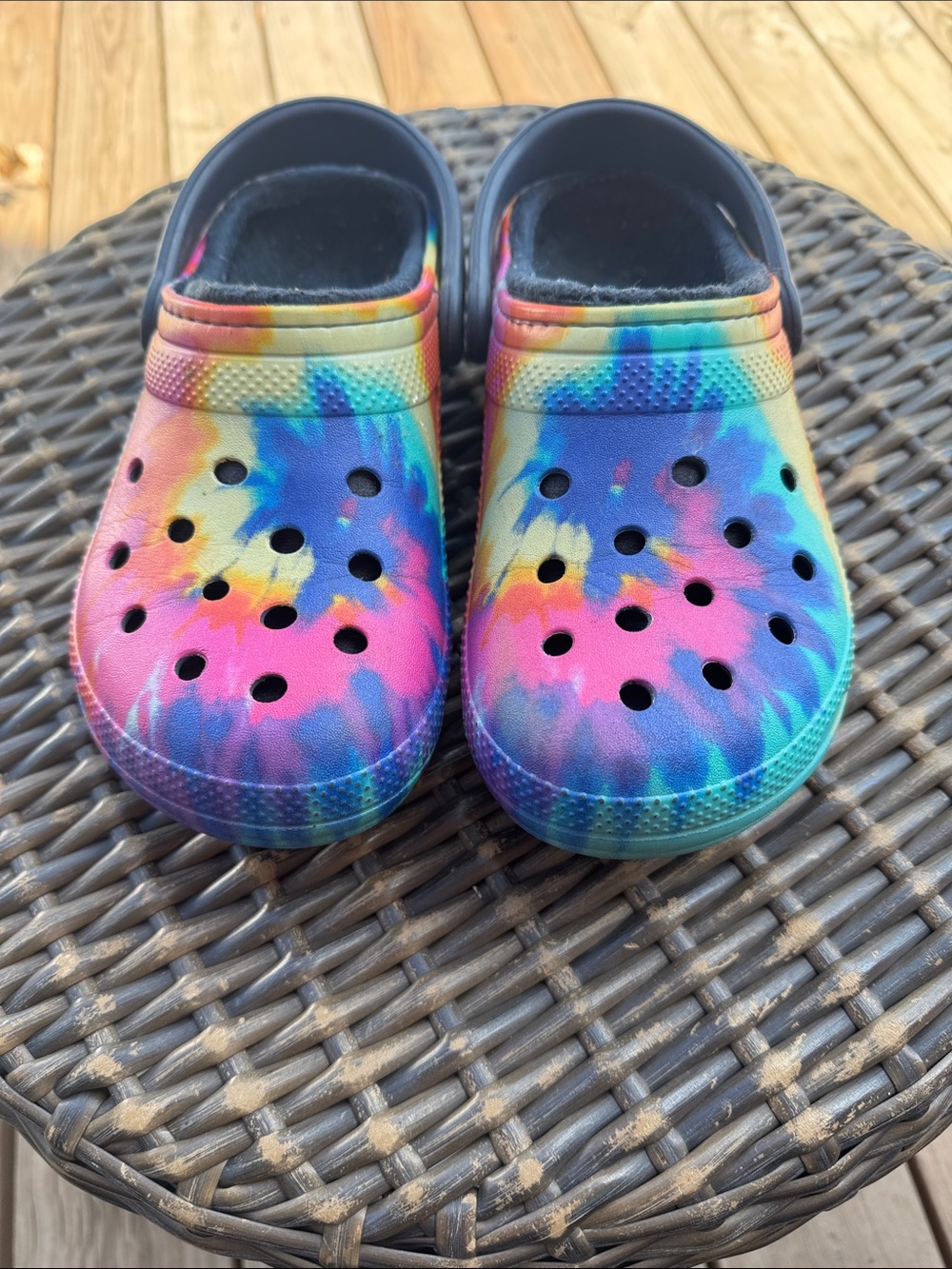 CROCS Tie-Dye Clogs in Rainbow Colors